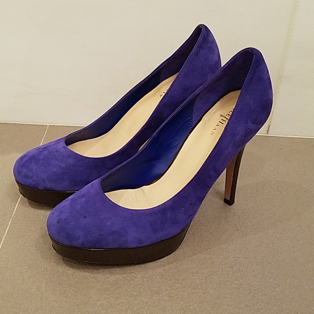 Royal blue Cole Haan suede high heels